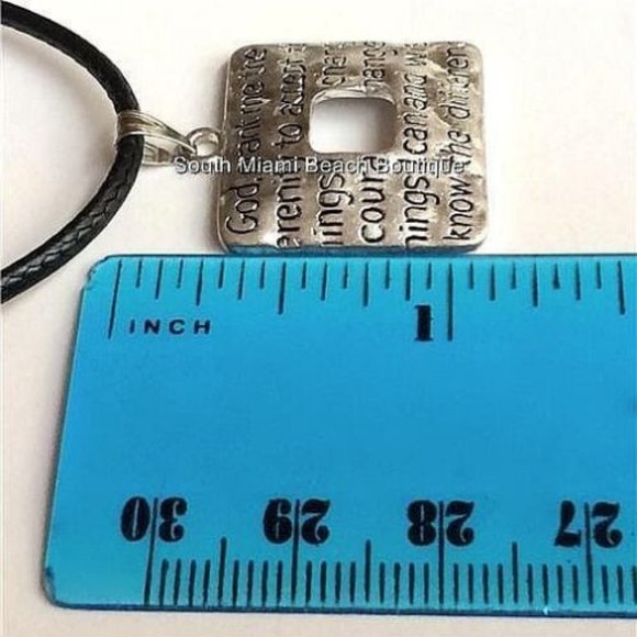 Silver Serenity Prayer Necklace 19" Message AA Al-Anon NA Adjustable Plated USA - Picture 7 of 8